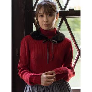 ニット セーター 「ゆべし×Samansa Mos2」ティペット付リブニット レディース