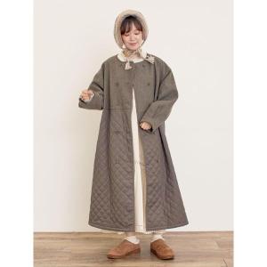 コート アウター メルトン切替キルティングコート レディース