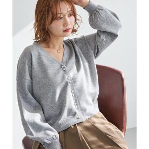 カーディガン 「洗える」ダブルパールニットカーデ レディース