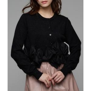 カーディガン リボンニットカーディガン/トップス/クロップド丈/フェミニン 「動画あり」 レディース