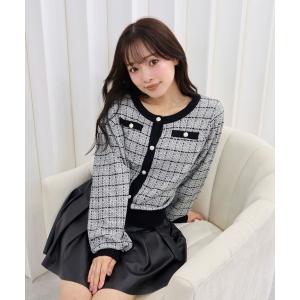 カーディガン ツイードカーディガン レディース