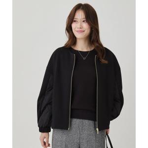 ブルゾン アウター 「中綿キルティング」異素材ドッキングのブルゾン レディース