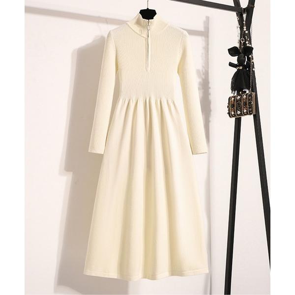 ワンピース ハーフジップハイネックワンピース