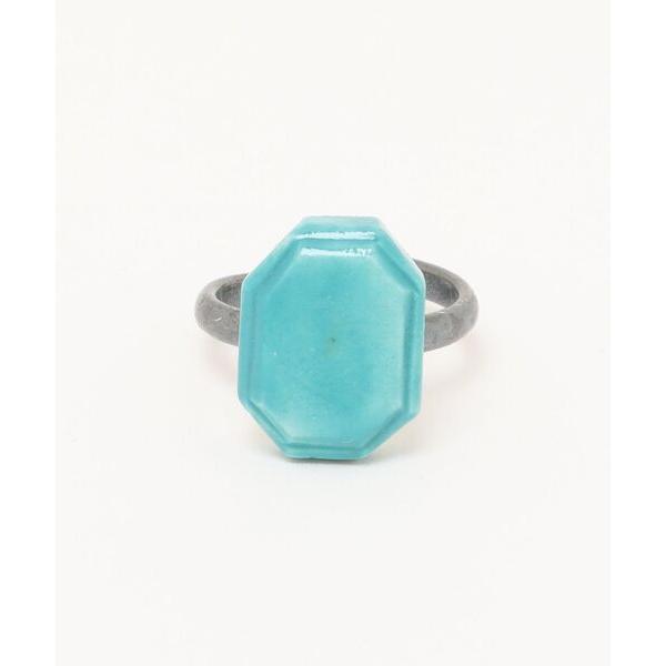 指輪 リング irodori/jewel cut の指輪（square ターコイズ）黒銀リング枠 レ...