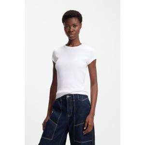 tシャツ スリムフィットTシャツ ストレッチコットン ロゴエンブロイダリー レディース