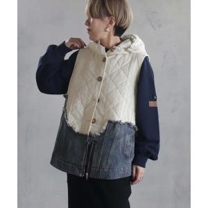 ベスト ジレ フードデニムベスト レディース