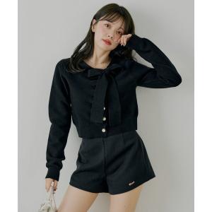 フロントリボンニットトップス