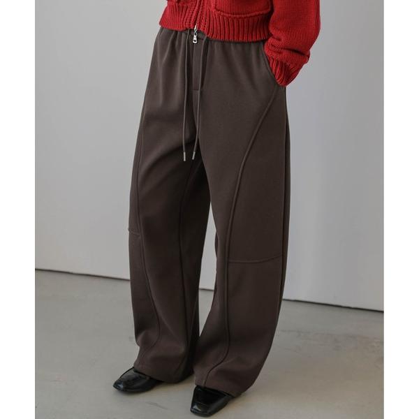 パンツ 裏起毛 パネルラインカーブパンツ レディース