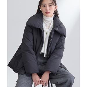 ダウンコート ダウンジャケット 「撥水／洗える／デザイン衿」ステッチレス ショートダウンコート レディース