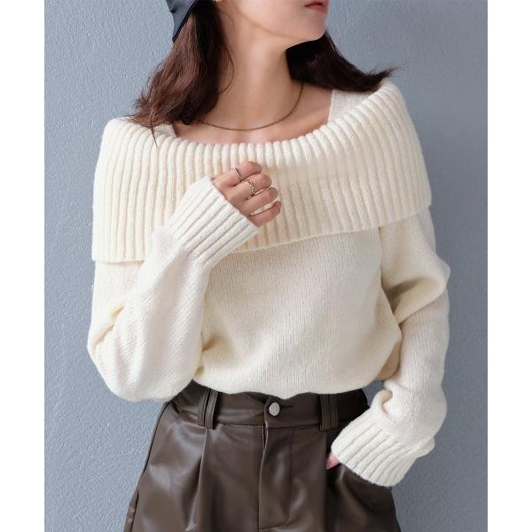 ニット セーター オフショルニットプルオーバー レディース