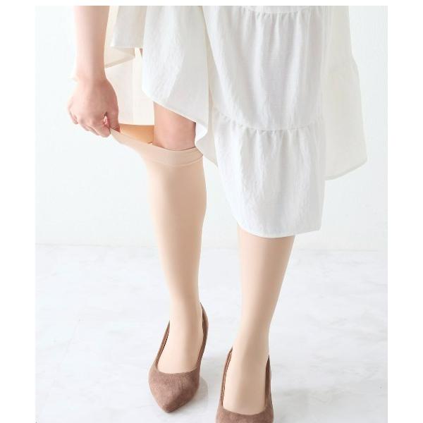 靴下 まるで素肌のようなフェイクタイツクリア美脚80デニール(ハイソックス丈) レディース