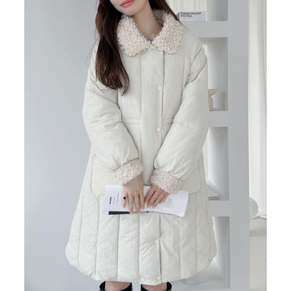 ダウンコート ダウンジャケット ボアカラー キルティング ロング 中綿 ダウンコート レディース