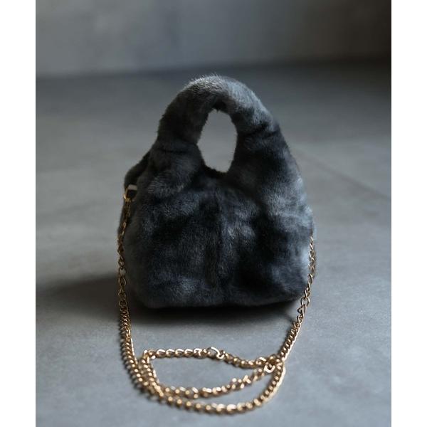 ハンドバッグ ミックスカラー２WAYファーバッグ