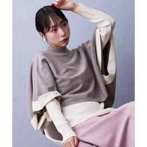ニット セーター アンサンブルニット／スヌードポンチョ×クルーネックプルオーバー レディース