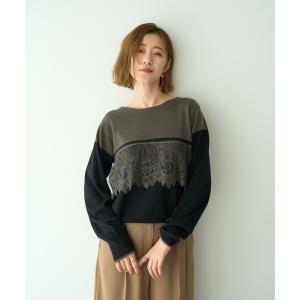 ニット セーター バイカラーレースニット レディース