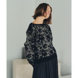 ニット セーター フラワー柄ふくれジャガードニット レディース