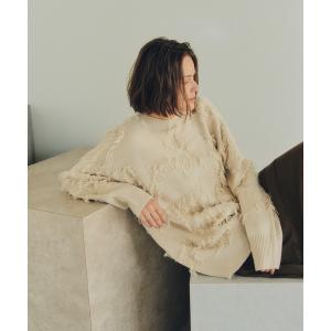 ニット セーター スター柄フリンジルーズニット レディース