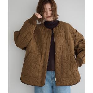 ブルゾン アウター ニュアンス柄キルティングブルゾン レディース