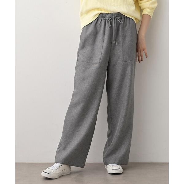 パンツ 「セットアップ可/ウエスト総ゴム」ツイードライクワイドパンツ レディース