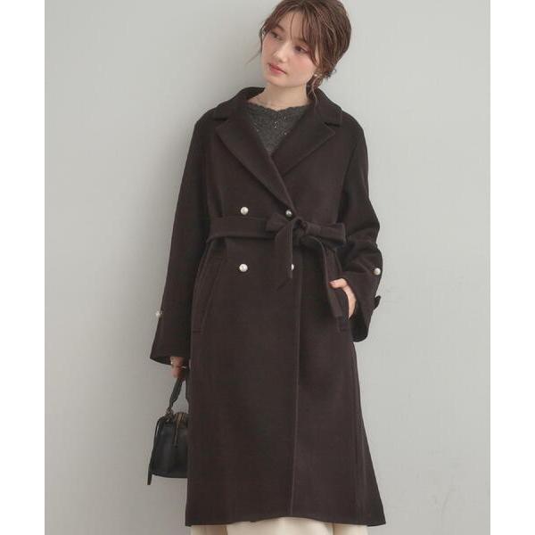 コート チェスターコート 「大人上品・ベルト付き」パール調釦チェスターコート レディース