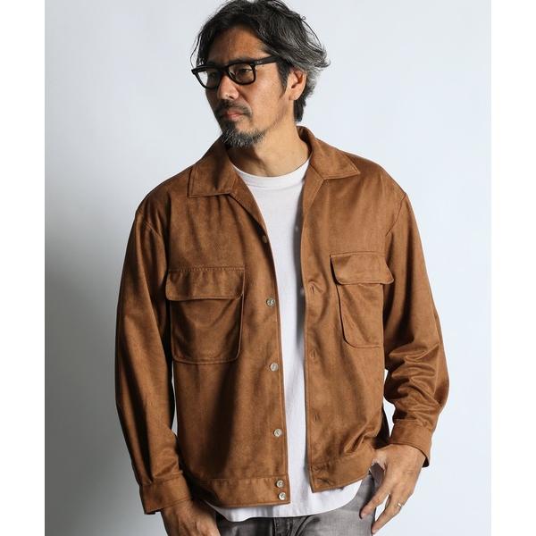 シャツ FAKE SUEDE OPEN COLLAR SHIRT：フェイクスウェード オープンカラー...
