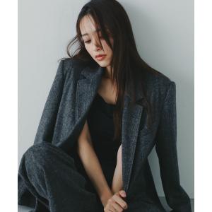 ジャケット テーラードジャケット ヘリンボーンウールツイードジャケット レディース