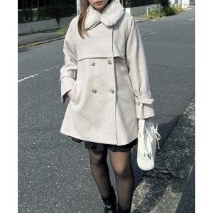 コート チェスターコート取り外し可能 エコファー衿 ベルト付きミドルコート レディース