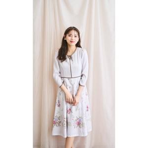 「LAISSE PASSE」 7分袖ワンピース 38 グレー レディース