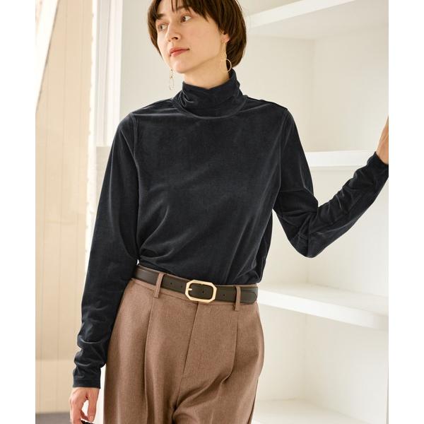 tシャツ シアートリコットベロアタートルトップス レディース