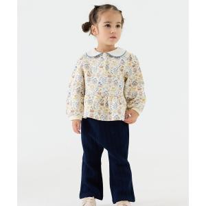 セットアップ 「セットアップ」総柄ブルーフラワー長袖トップス＆パンツ キッズ 子供服 男の子 女の子