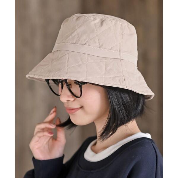 帽子 ハット ナイロンキルトバケットハット レディース