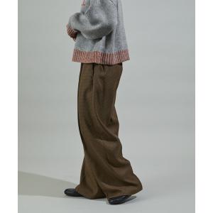 ワイドパンツ スラックス パンツ 杢チェックパンツ「セットアップ対応」 レディース