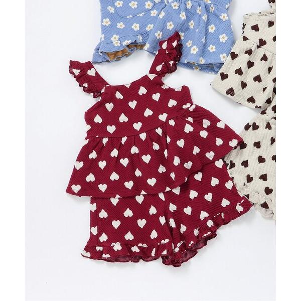 セットアップ 「ジュニア対応」ハート・フラワージャガードビスチェ＆フリルショートパンツセット キッズ...