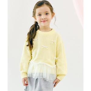 ニット セーター 「ジュニア対応」ペプラムチュールリボンニット キッズ 子供服 女の子
