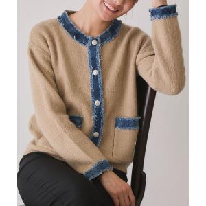 カーディガン デニムドッキングニットカーデガン レディース