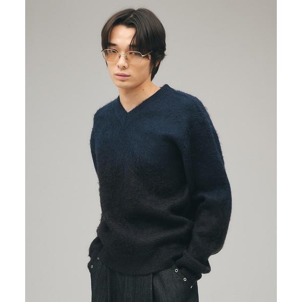 セーター ニット Shallow V-Neck Gradation Shaggy Knit / 浅V...