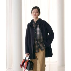 コート アウター バイカラー リバー Aライン コート レディース