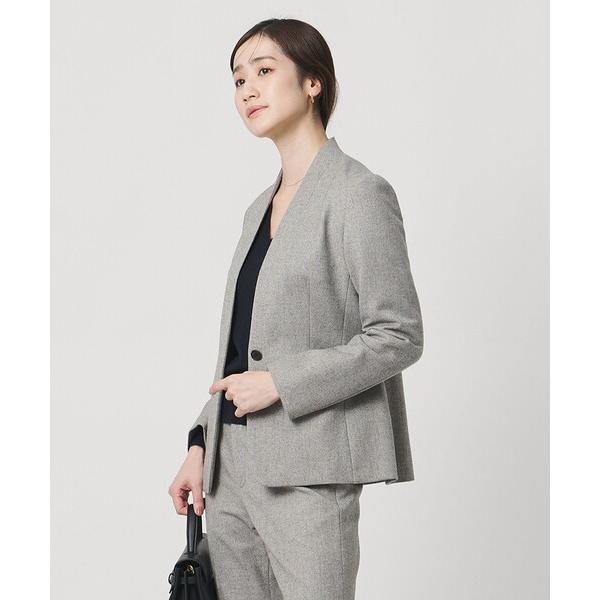 ジャケット ノーカラージャケット ツイードライク ノーカラージャケット レディース