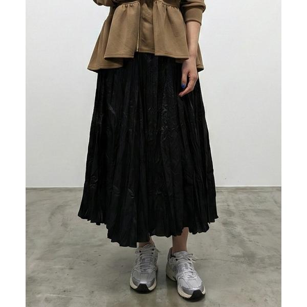 ロング スカート ワッシャープリーツロングスカート