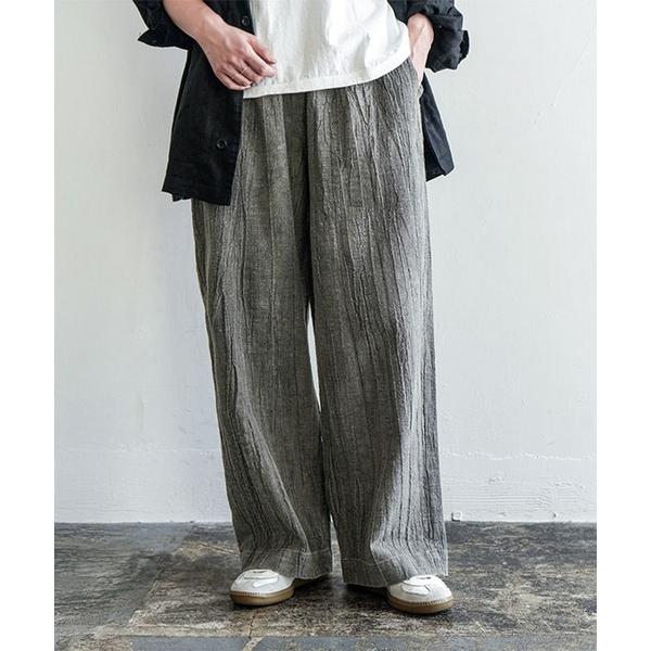 ワイドパンツ パンツ 綿麻ワッシャーイージーパンツ レディース