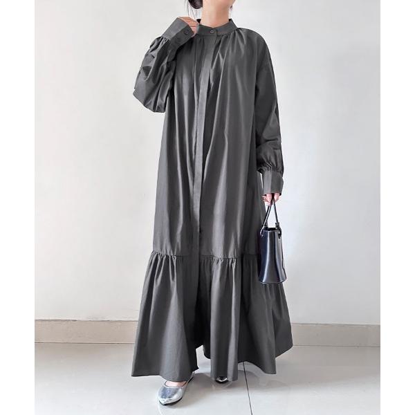 ワンピース ラウンドカラーギャザー切り替えワンピース