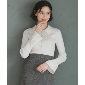 ニット セーター 2025秋冬新作 衿付袖フレアニット レディース