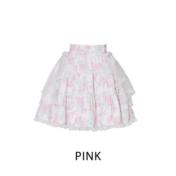 スカート Rosy Flora tulle Veil skirt