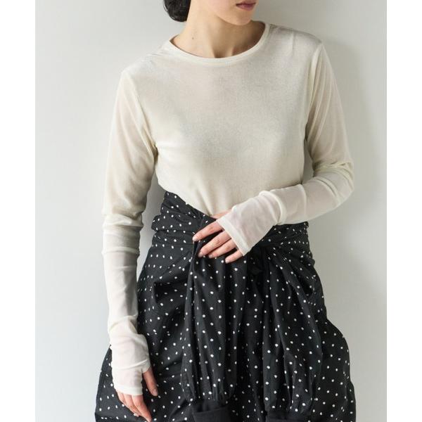 tシャツ シアー切り替えカットソー レディース