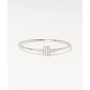「TIFFANY&Co.」 K18WG Tワイヤー ダイヤ バングル - シルバー レディース