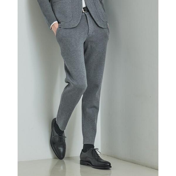 スラックス 「セットアップ対応」ビックヘリンボン柄 ニットスラックス メンズ