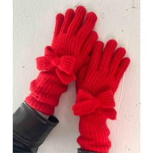 手袋 Casselini(キャセリーニ)ロングニットリボングローブ レディース