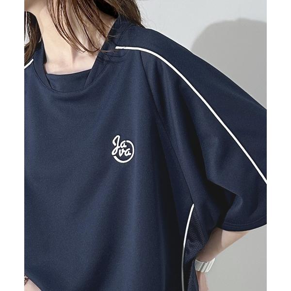 「Java」 半袖Tシャツ MEDIUM ネイビー レディース