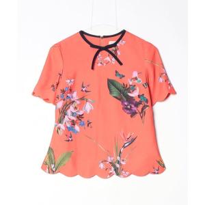 「Ted Baker」 花柄半袖ブラウス - オレンジ レディース