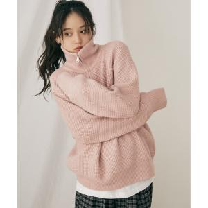 ニット セーター ハーフジップワッフルニットプルオーバー レディース メンズ